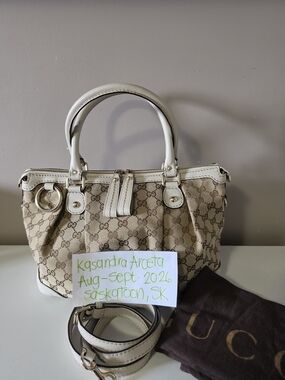 Gucci Beige GG Canvas Sukey Satchel